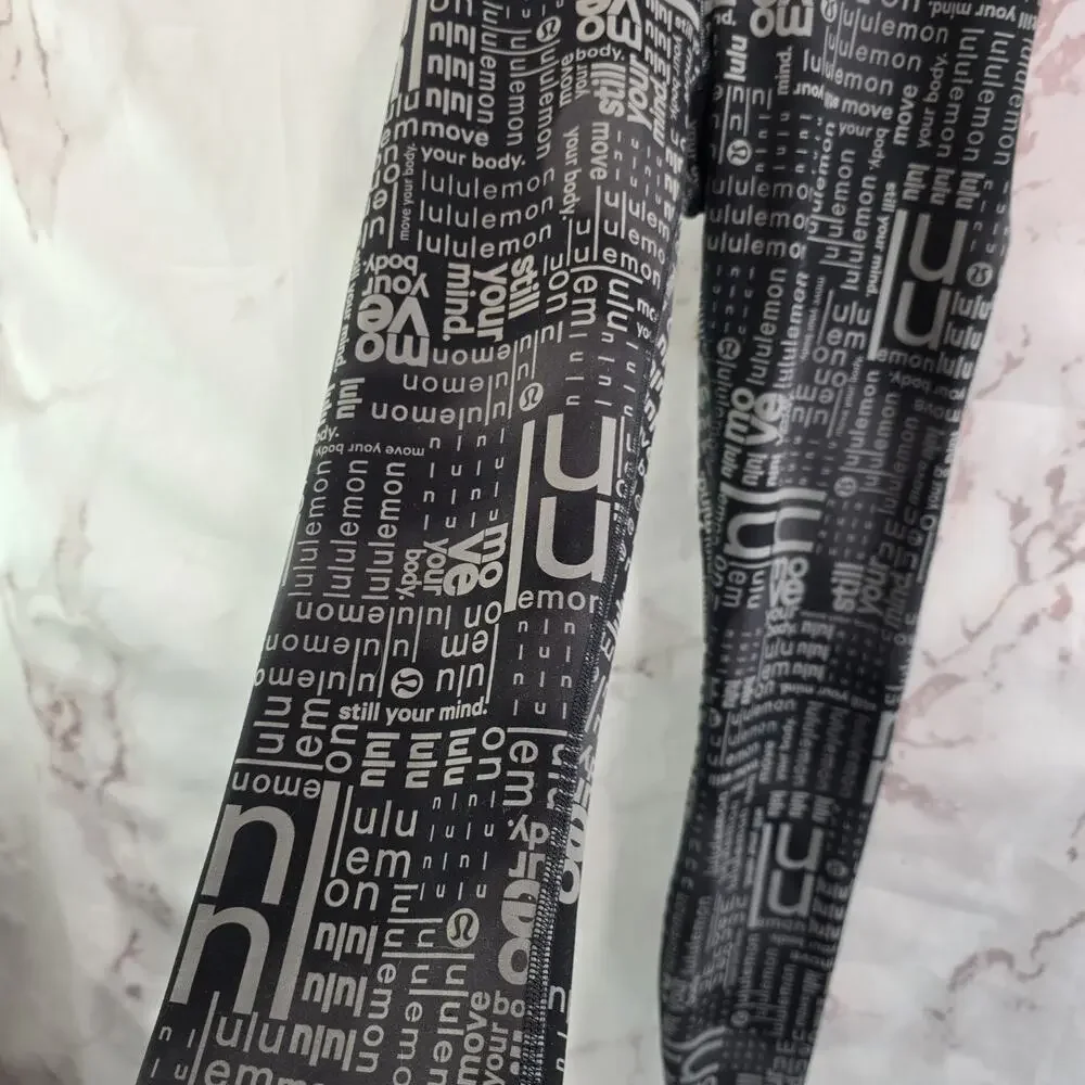 Lululemon Leggings Womens 2 Wunder Train Contour Fit High Rise Multi Spellout